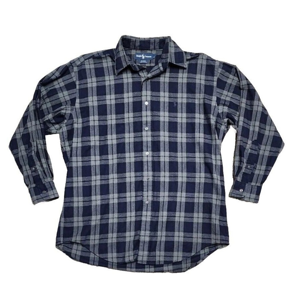 Vintatage Polo Ralph Lauren Blair Collection Button Down Shirt Plaid Y2K Mens M